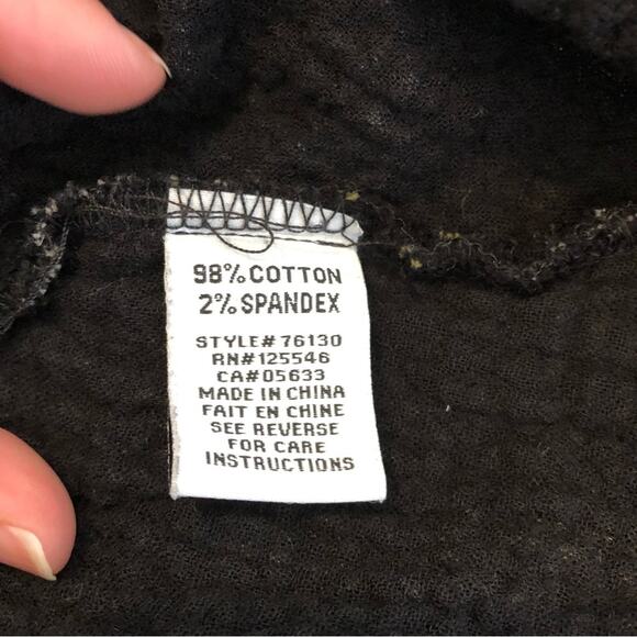 Habitat black white plaid gauze cotton raw hem button tunic top size Large - Picture 10 of 16